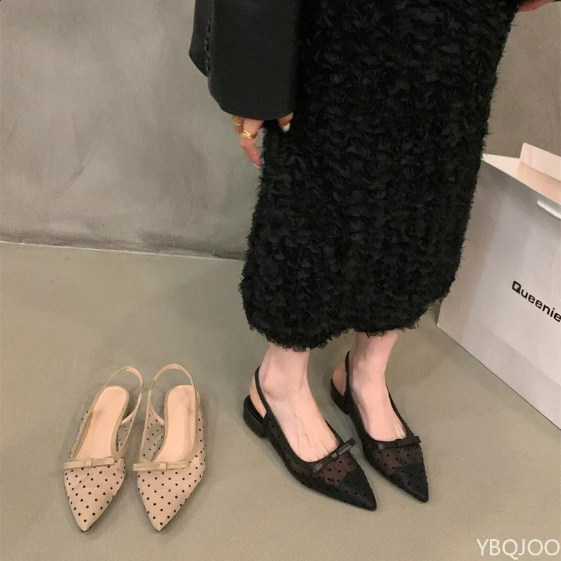 Ladies elegant shoes French Bow tie low heel Shoes Fairy style Baotou sSndals Summer mesh breathable flat heels Zapatos 260626 - view 3