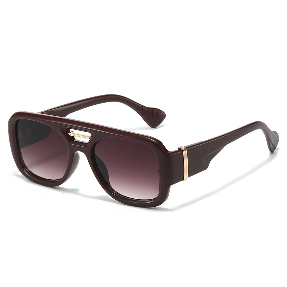 2026 New Simple And Exquisite Men's Pilot Rectangular Double Bridge Fashion Sunglasses - view 5