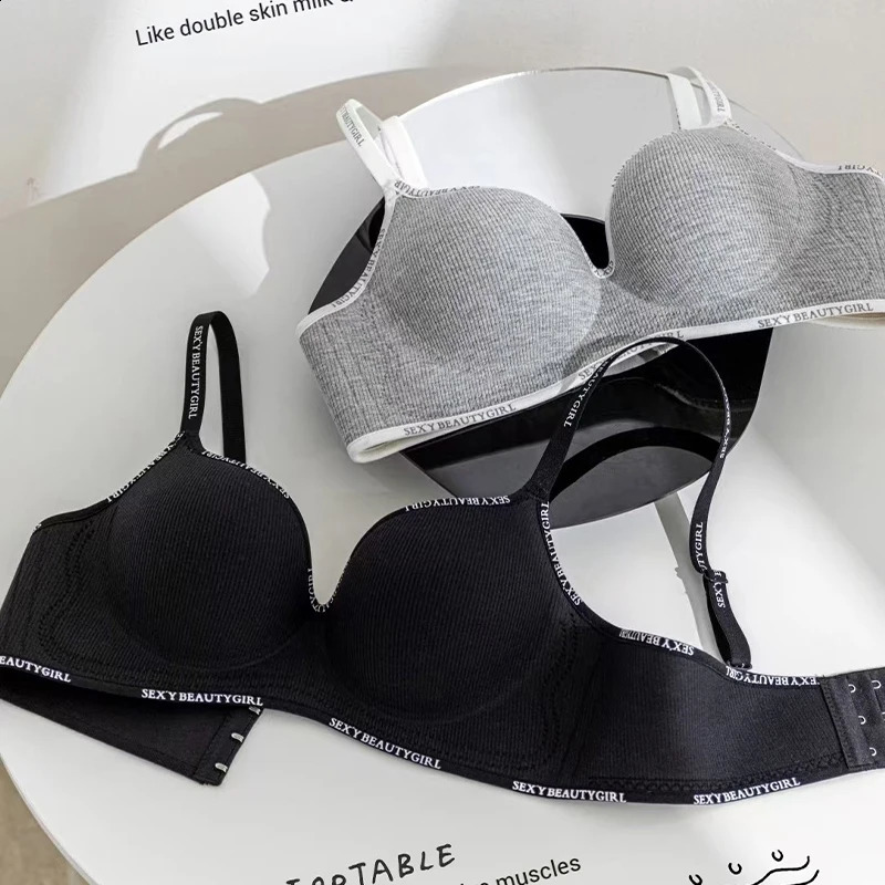 Women Sexy Bras Padded Push Up Bralette Female Adjustable Comfortable Underwear Ladies Letter Straps Brassiere Wireless Soft 260626