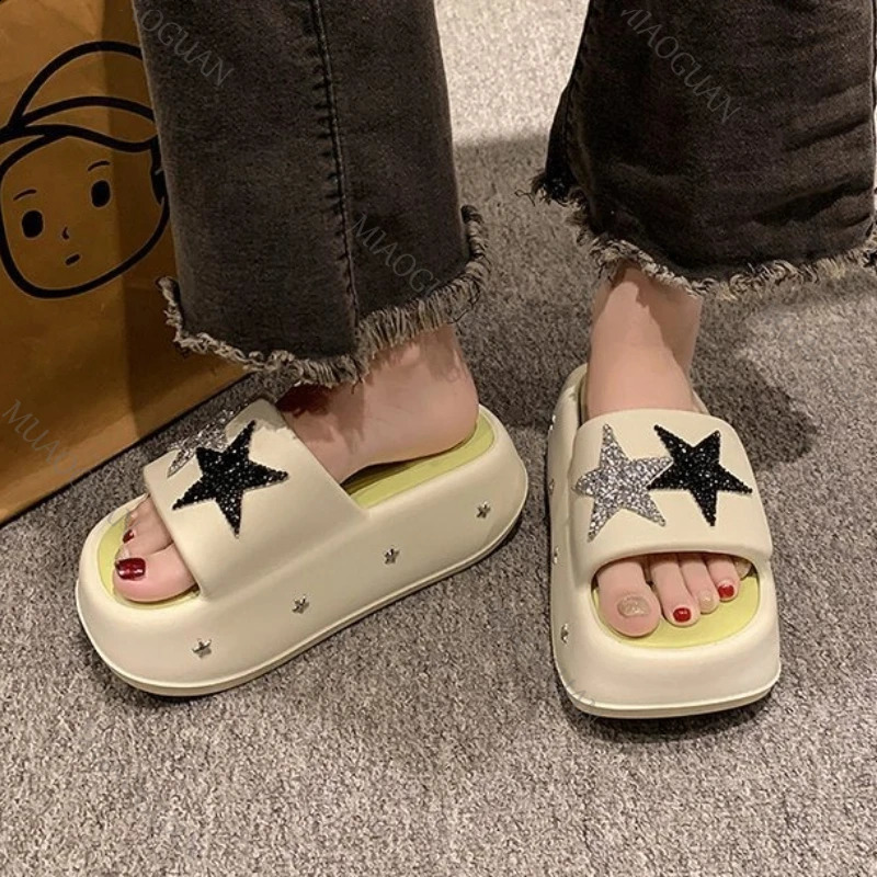 Summer 7CM Platform Slippers 2026 Fashion Shine Star Women Comfy Soft Sole EVA Slide ShoesS Non Slip Beach Vacation Sandals 260626 - view 7