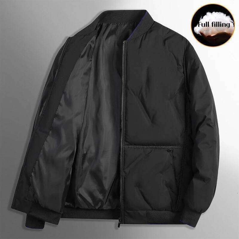 New Men's Light Luxury Down Lightweight Short Bomber Jacket for Business Middle Age Men Winter Warm Zip Up Outerwear W260626 - view 3