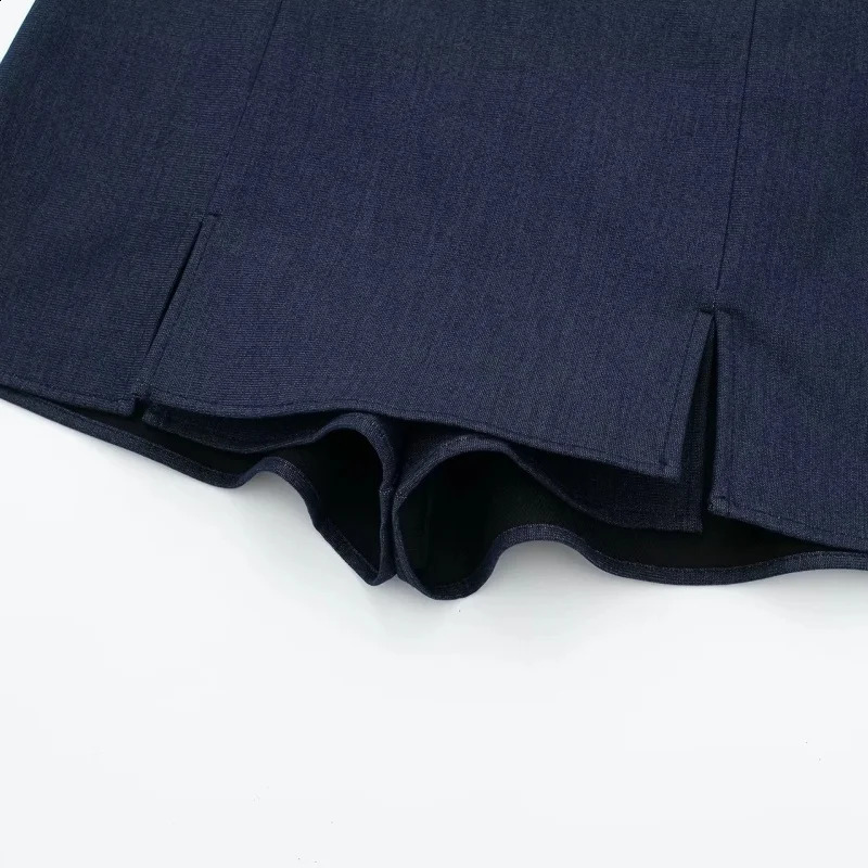 Womens Summer Cool Daily Navy Blue Shorts With Matching Decorative Belt School Commute Outfit 260626 - view 6