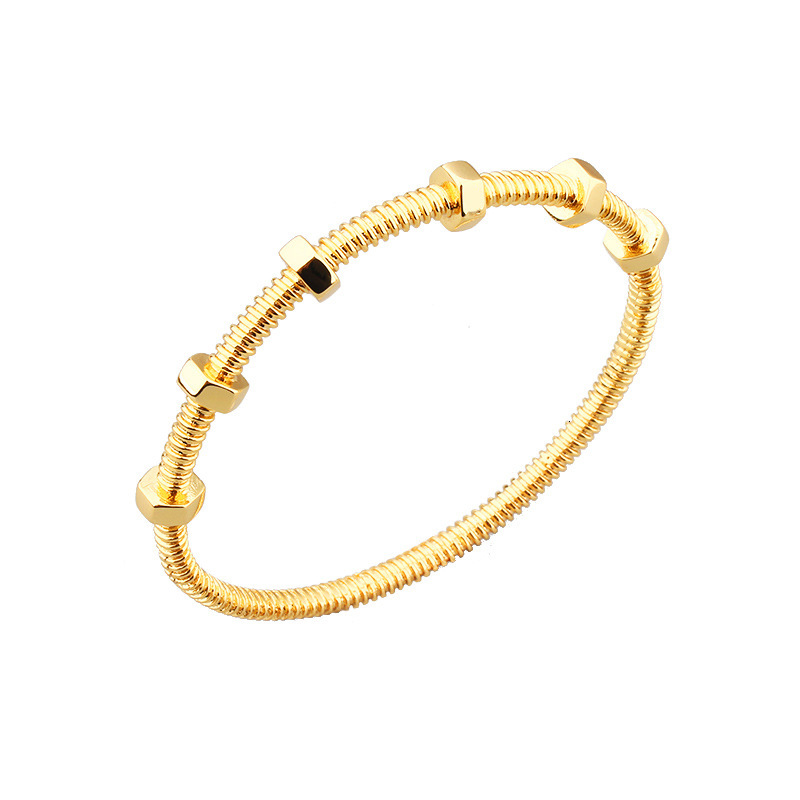Ring New Ins Style Nut Personality Bracelet For Men And Women Couple Plain Ring Copper Gold Plated Internet Celebrity Dropshipping - view 6