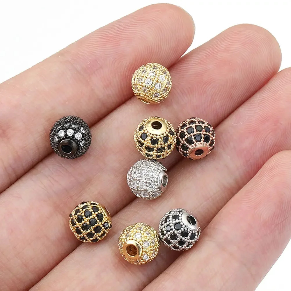 5pcs Metal Brass Micro Pave Cubic Zirconia Round Spacer Loose Beads for DIY Charms Necklace Bracelet Jewelry Making Accessories 260623 - view 5