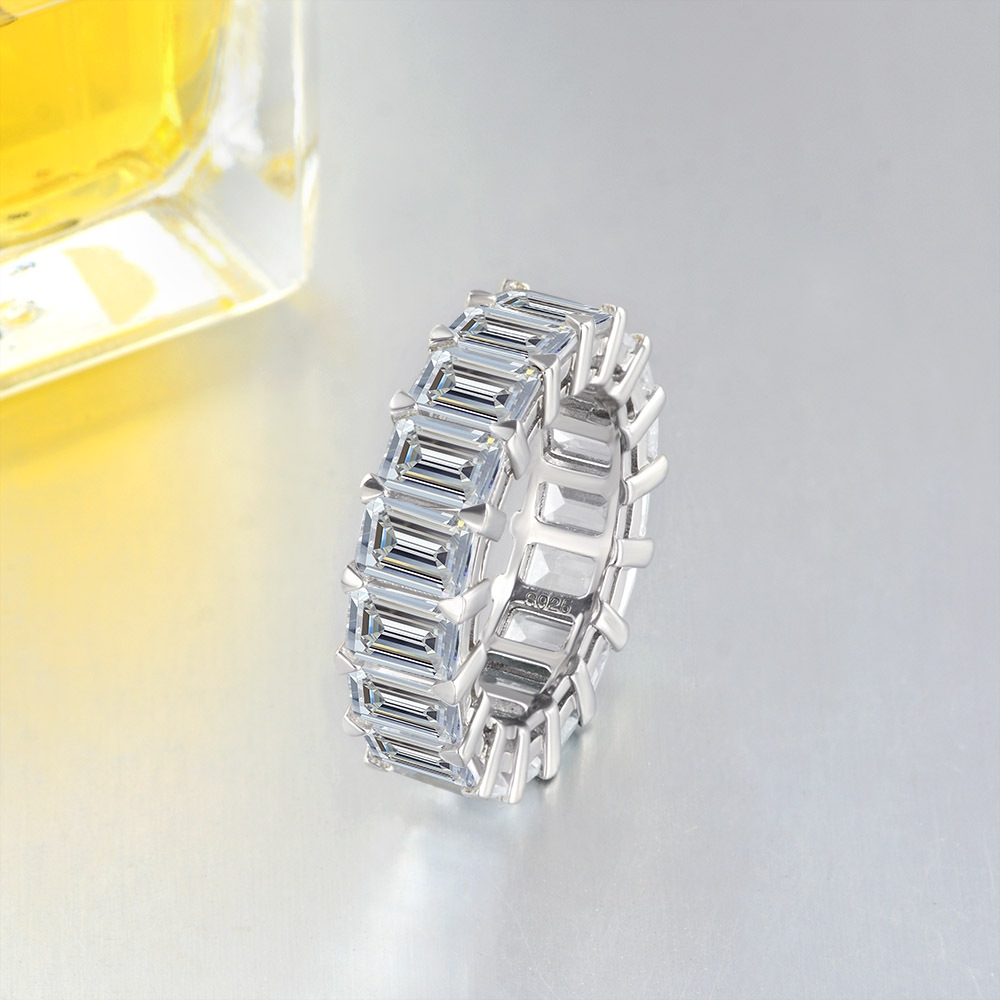 Choucong Ins Top Sell Wedding Rings Tennis Luxury Jewelry Real 100% 925 Sterling Silver Emerald Cut High Carbon Diamond Promise Stackable Women Bridal - view 5