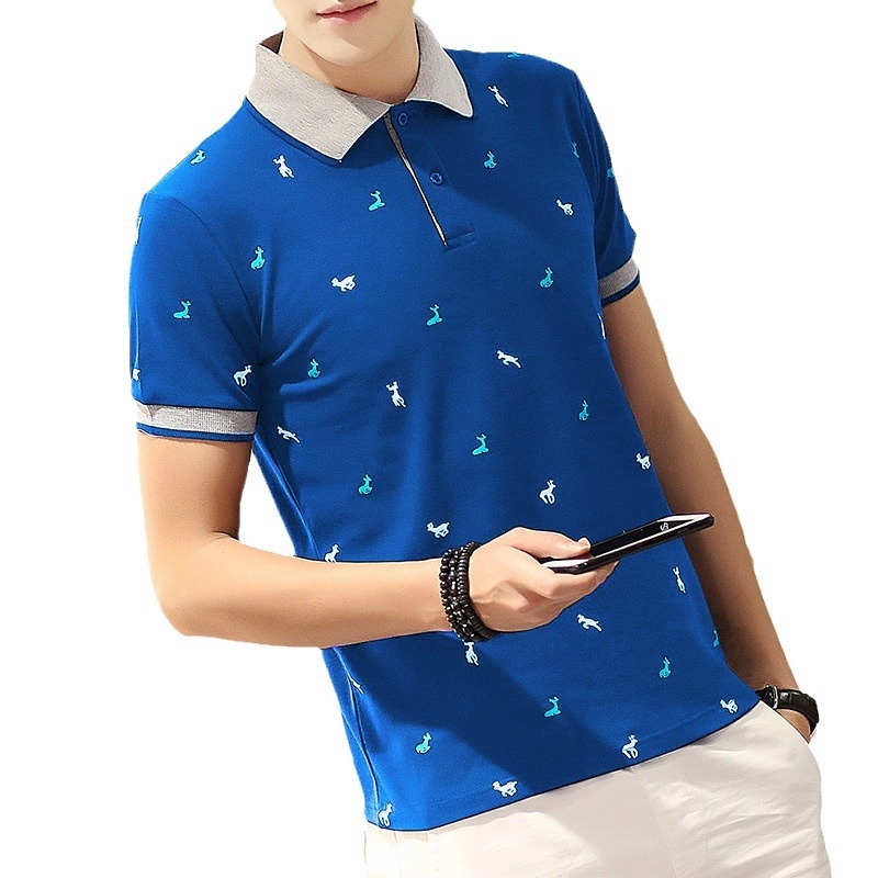 Summer Deer Print Polo Shirt Short Sleeve T-Shirt, Men's Loose Fit, Direct From Manufacturer - view 5