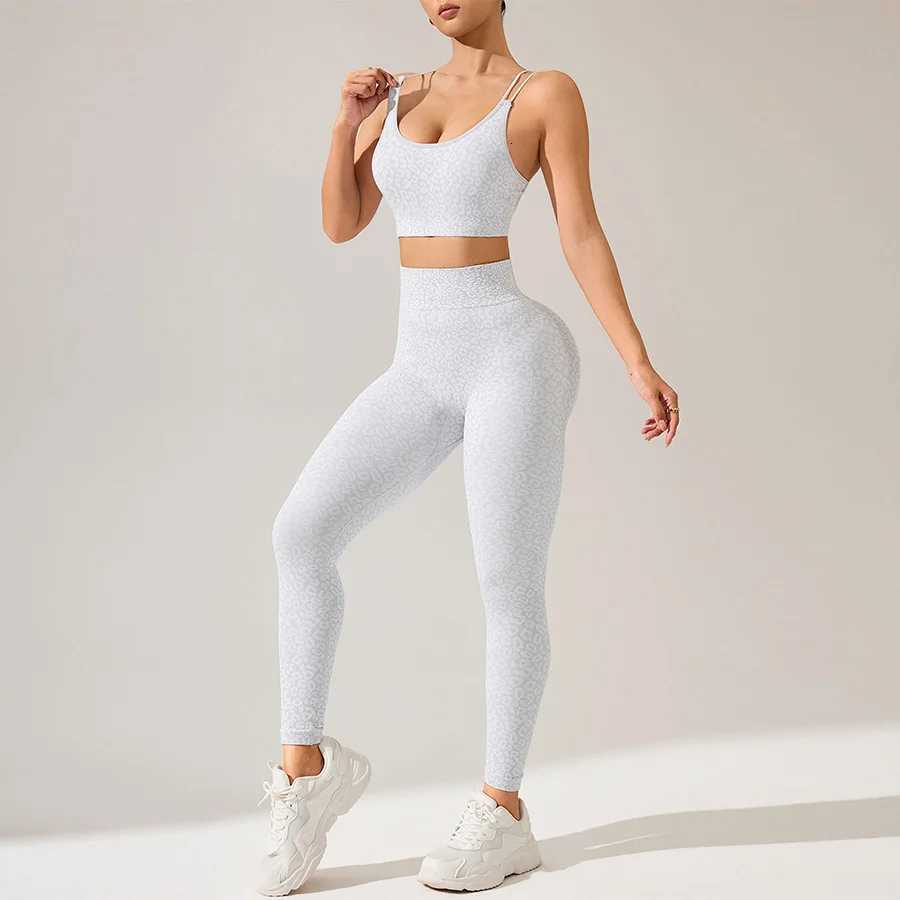 Leggings Sports Bra Leopard Women Sets Yoga Sportswear Woman Gym Trousers Set Fitness Pants Trendy Womens Leggings Seamless M260626 - view 5