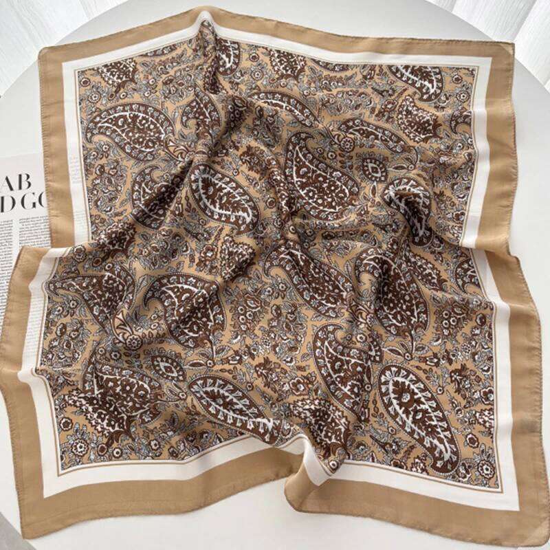 Fashion Bohemian Style Floral Print Womens Square Silk Scarf Satin Head Wrap Tropical Leaf Flower Design Scarves Bandana Hijab 26Y06226 - view 5