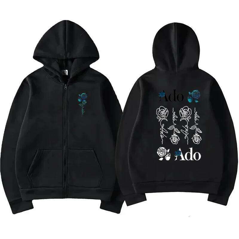 Ado Graphic Printed Zipper Autumn Winter Men Women Casual Fashion Harajuku Y2K Fleece Long Sleeve Zip-Up Hoodies W260626
