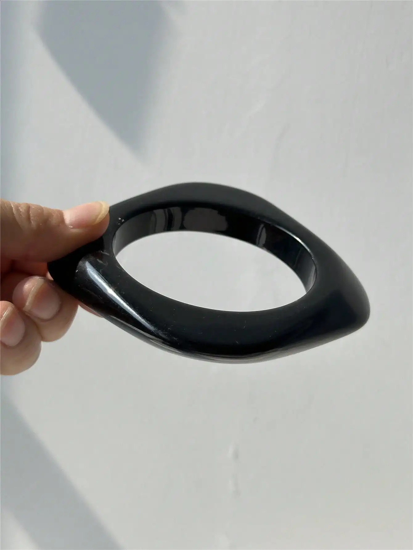 Retro-inspired Arrival Transparent Gray-Black Resin Bracelet Irregular Thick Stretch-Fit Womens Jewelry 260624 - view 7
