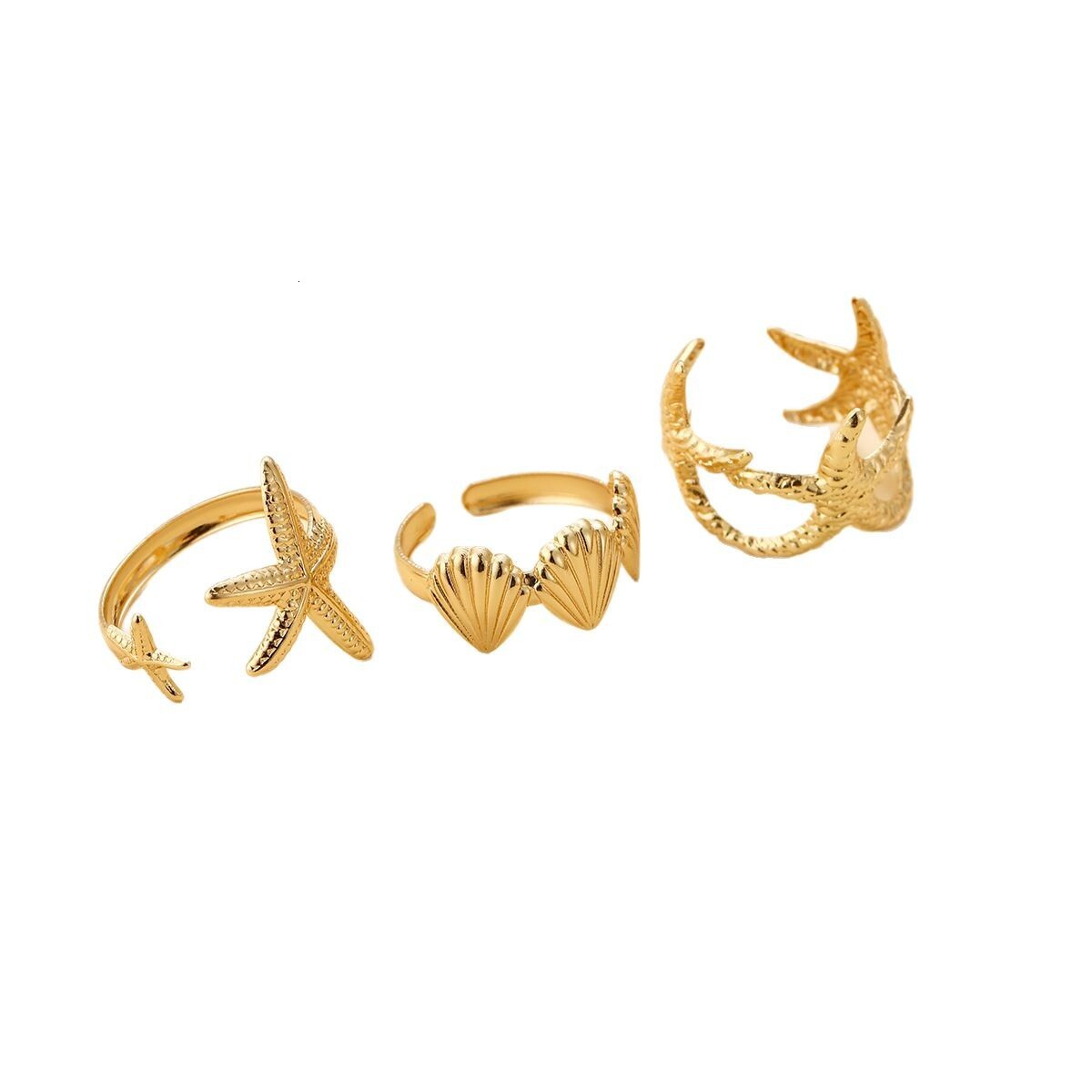 European and American Cross-Border Hot Sale Summer Beach Shell Starfish Adjustable Open Niche Style Ring Wholesale - view 6