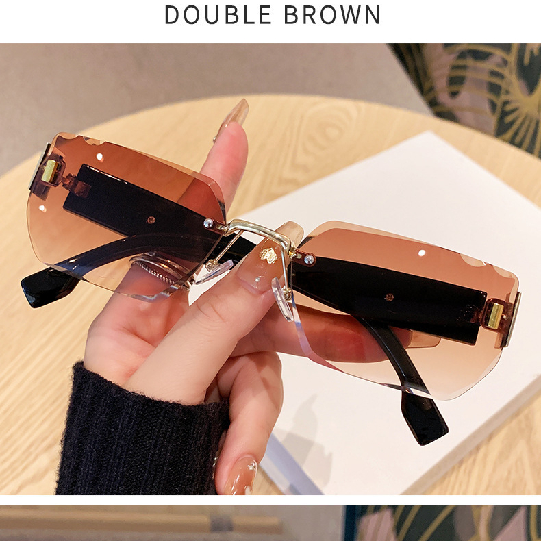 2026 Designer's New Square Frameless Sunglasses For Men's Models Fashion Show High End Leopard Head Glasses Anti UV Sunshade Sunglasses Pers - view 8