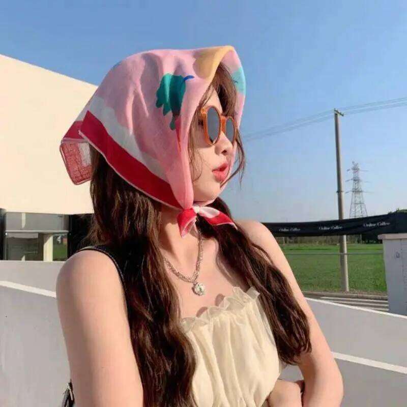 Cotton Linen Floral Small Square Spring And Summer Fashion Women's Headscarf Bandana 58*58cm Handkerchief Decorative Scarf 26Y06226 - view 1