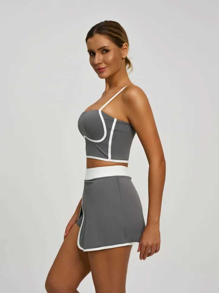 Crop Set Padded Womens Athletic Top Built - in Bra Skort with Hidden Side Pockets Moisture - Wicking Fabric for Tennis G M260626 - view 7
