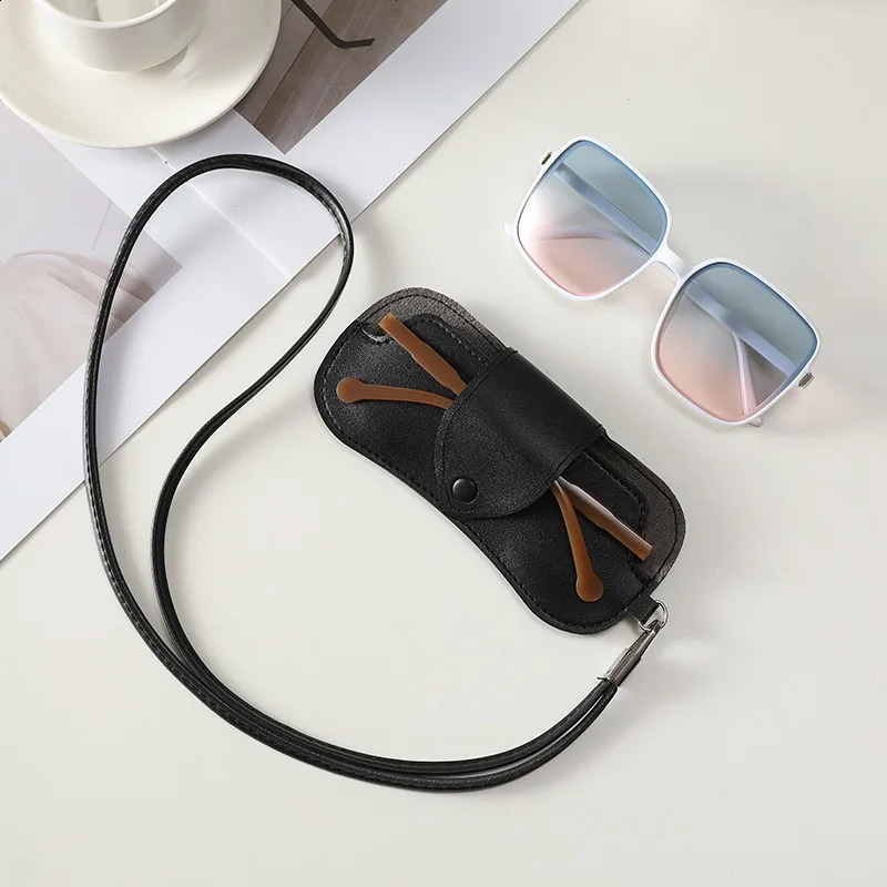 Hanging Neck PU Leather Glasses Bag Street Trendy Sunglasses Storage Bag Convenient for Going Out Eyewear Case Protective Cover 260625 - view 5