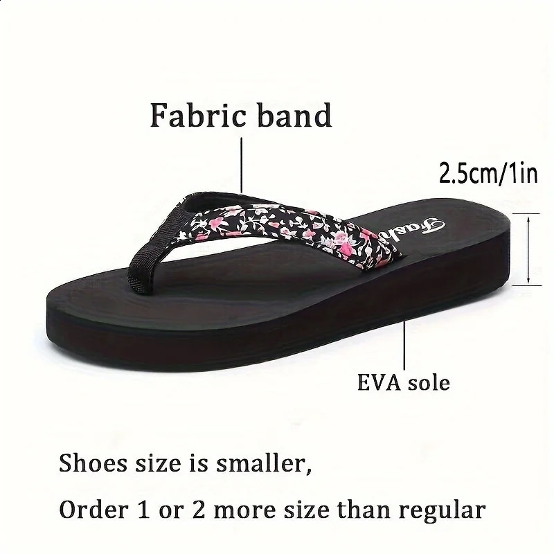 1pc Womens Flower Pattern Fashion Flip Flops Non-slip Lightweight Beach Platform Slippers Womens Footwear Breathable Open Toe 260624 - view 6