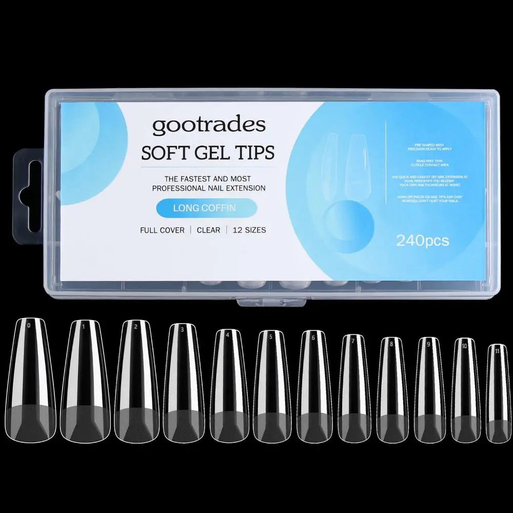 Clear Square/Almond/Stiletto/Coffin Shape Soft Gel Full Cover Nail Tips Gel Nail Tips Soft Gel Nail Extension 260626 - view 6