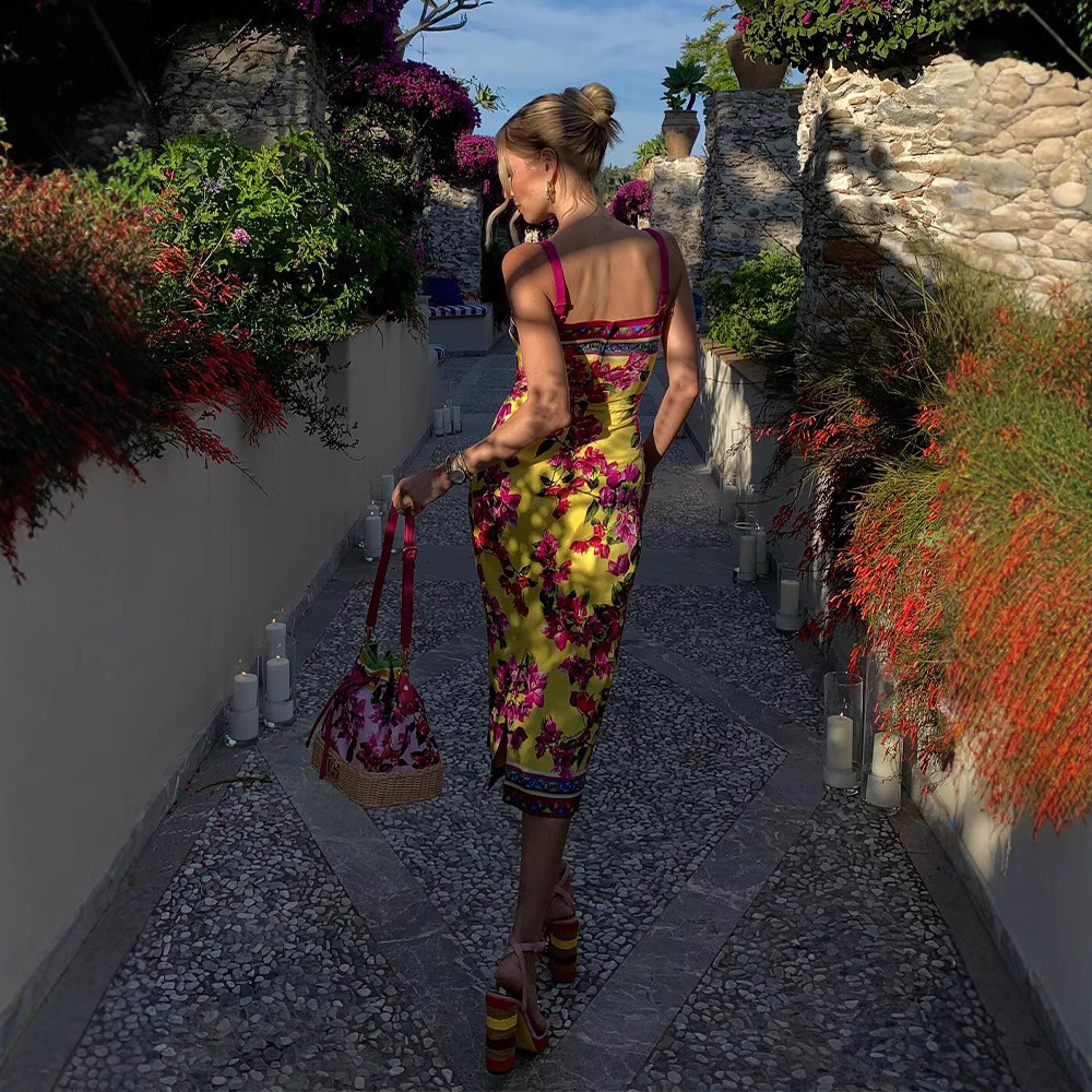 Womens Casual Mini Dress Womens Printed Thin Slit Sleeveless Elegant Slim Fit Summer Gown For Women Daily Daily Shopping Street Vacation Outfits - view 3