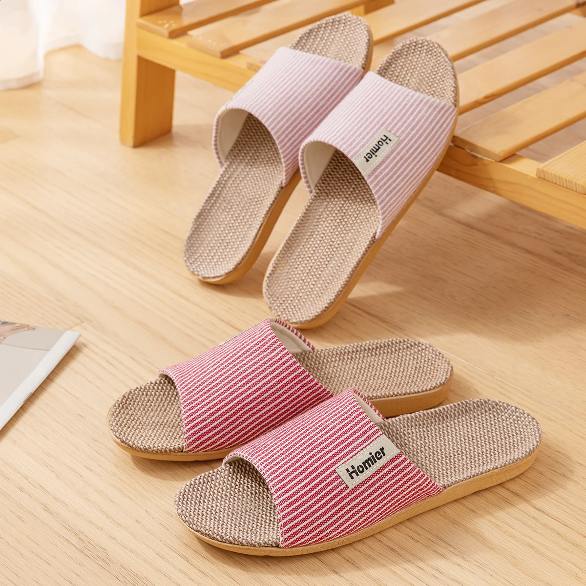 Fabric Unisex Slippers Summer Slip-On Indoor Slippers Non-Slip Breathable Home Slippers 260624