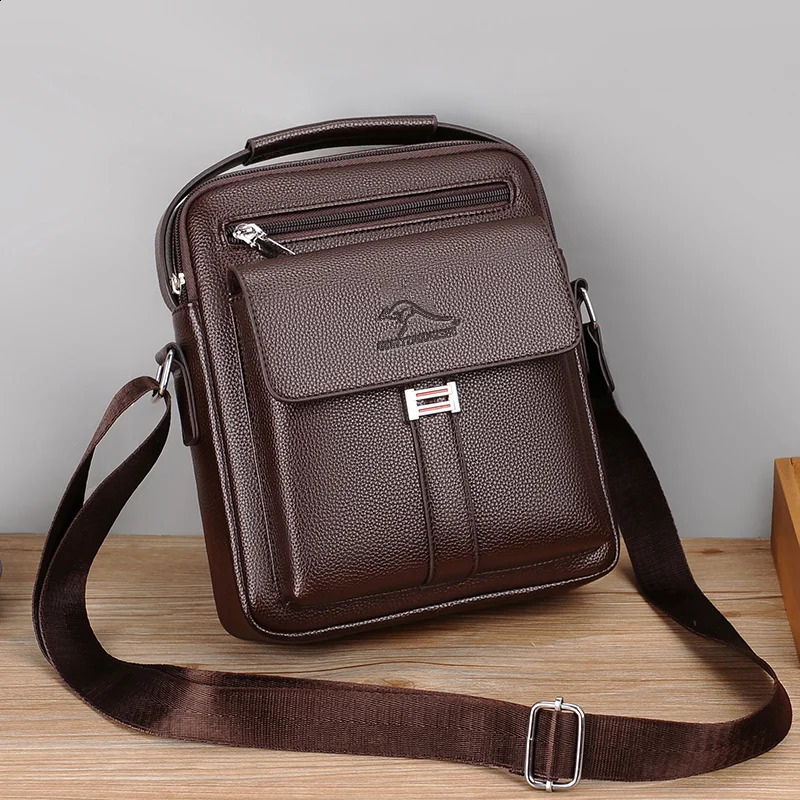 Mens Vintage Faux Leather Shoulder Bag Business Crossbody Bag Multi Pocket Daily Messenger Bag Male Casual Handbag 260626 - view 3