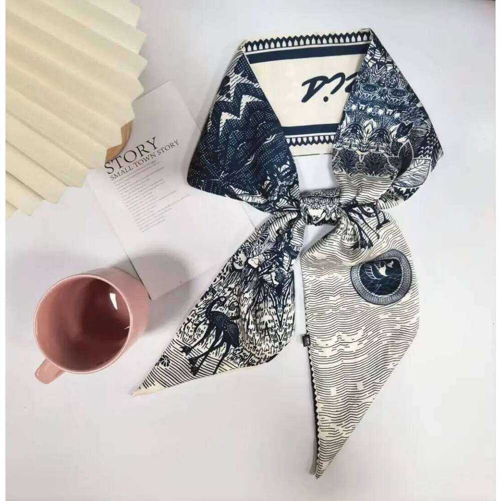 Luxury Ladies Long Silk Female Animal Horse Print Thin Narrow Scarf Bag Hair Band Ribbon Scarves Women Neckerchief 26Y06226 - view 5