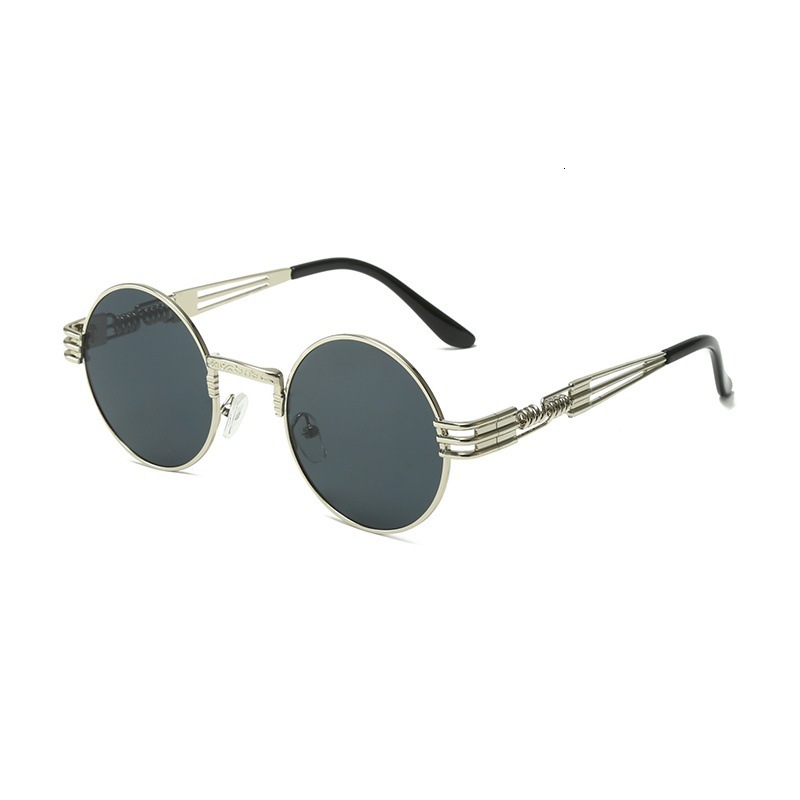Cross-Border Hot New Retro Steampunk Round Frame Metal Spring Leg Sunglasses for Women Sunshade Punk Sunglasses - view 6