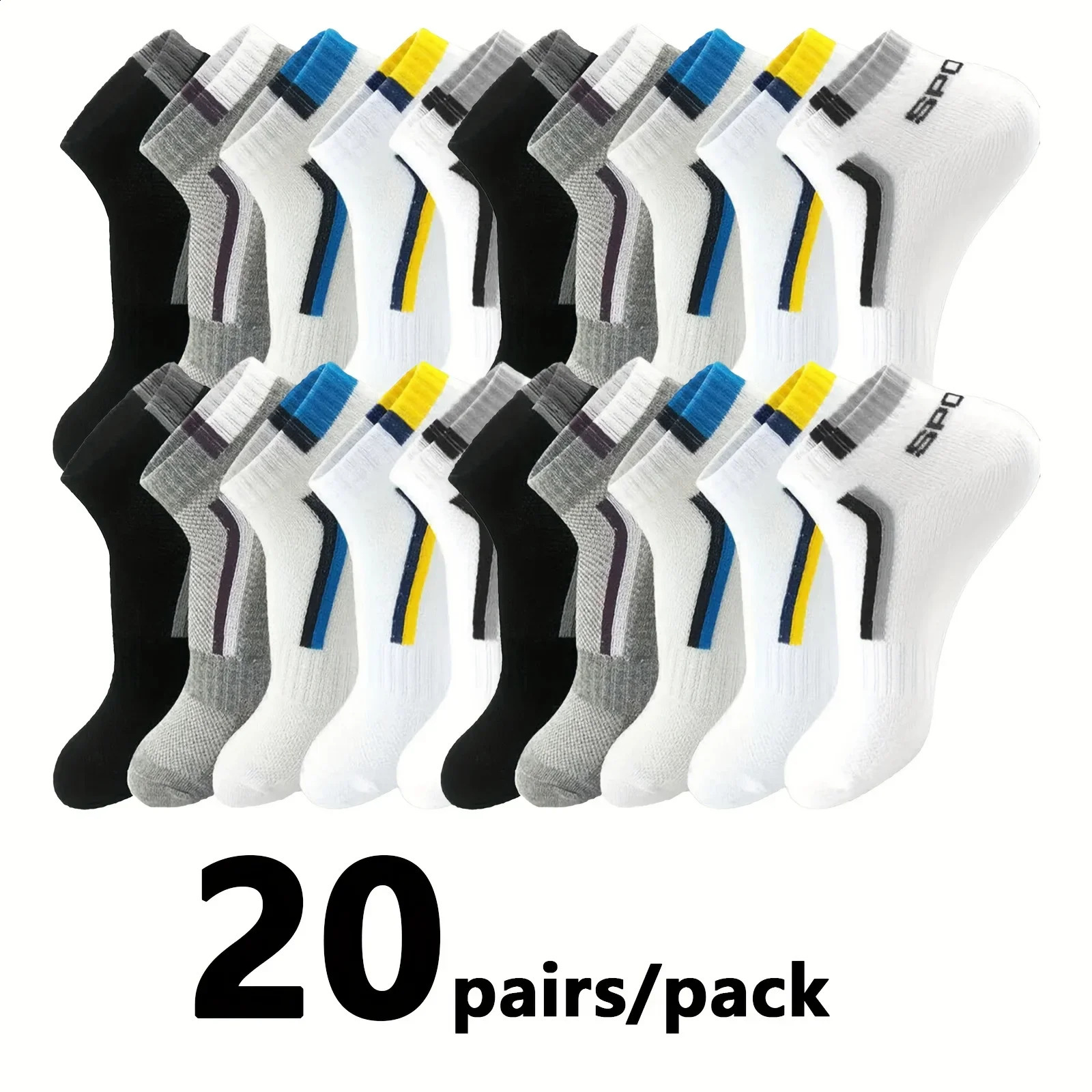 5102030pairs Simple Stripe Pattern Liner Anklets Socks Comfy Breathable Soft Sweat Absorbent For Mens Outdoor Wearing 260622 - view 4