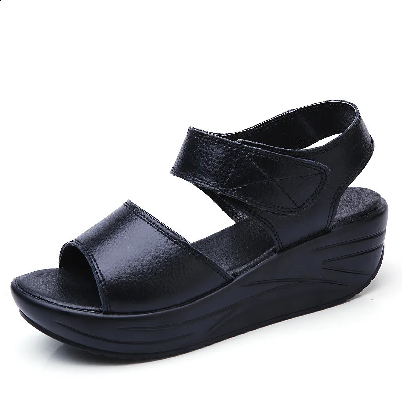 EOFK Summer Women Flat Sandals Lady Platform Soft Comfort Casual Hook Loop White Genuine Leather Ankle Strap Wedges 260626 - view 7
