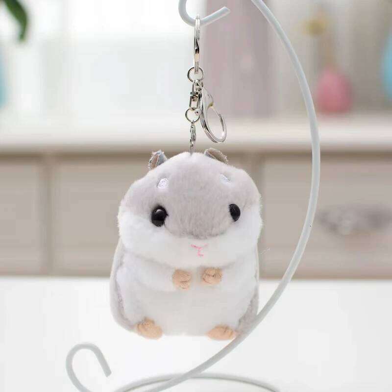 10cm Fluffy Hamster Doll Plush Toys Keychain Women Girl Faux Fur Pompom Key Ring Trinkets Handbag Backpack School Bag Pendant 26Y0626 - view 6