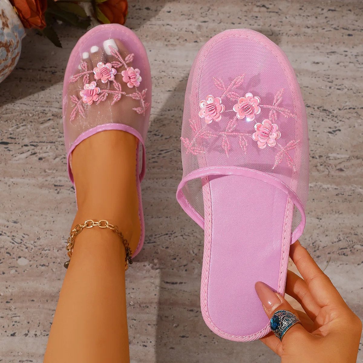 2026 womens handmade embroidered fabric with a toe cover for home use non slip and durable slippers versatile sandals 260626 - view 3