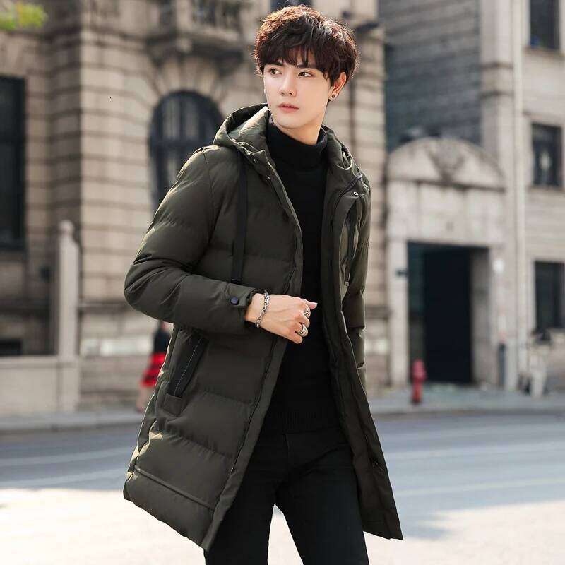 Mid-length New Thickened Hooded Winter Warm Cotton-padded Jacket for MenLeisureDown Mountaineering Overcoat Men W260626 - view 3