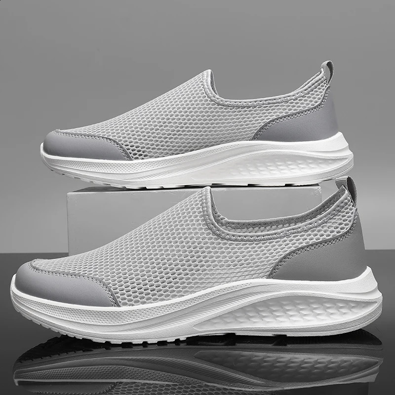 One foot on the net shoes mens summer breathable thin walking casual sports black plus size 48 260626 - view 5