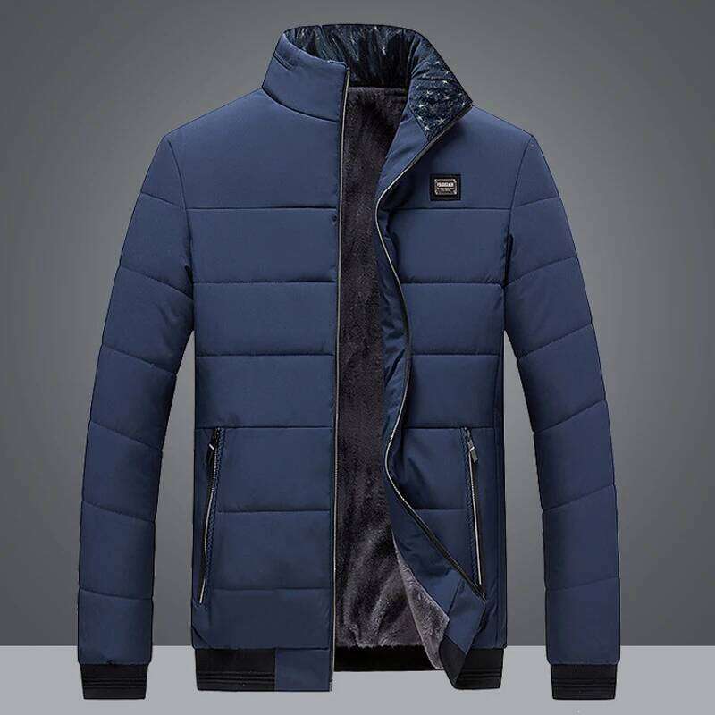 Puffer Mens Fleece Lined Parkas Stand Collar Men's Winter Warm Thick Coat Quilted Padded Jacket Outwear J260626