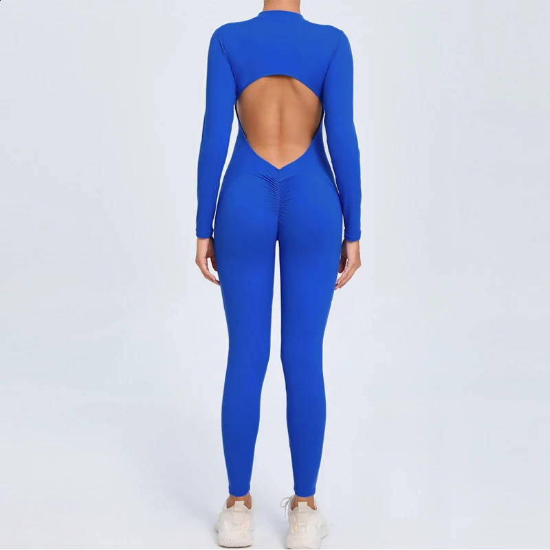 Hearuisavy Summer V Back Sports Jumpsuit Yoga Clothes Rompers Women Long Sleeveles Workout Bodysuits Backless One-piece Suit 260626 - view 5