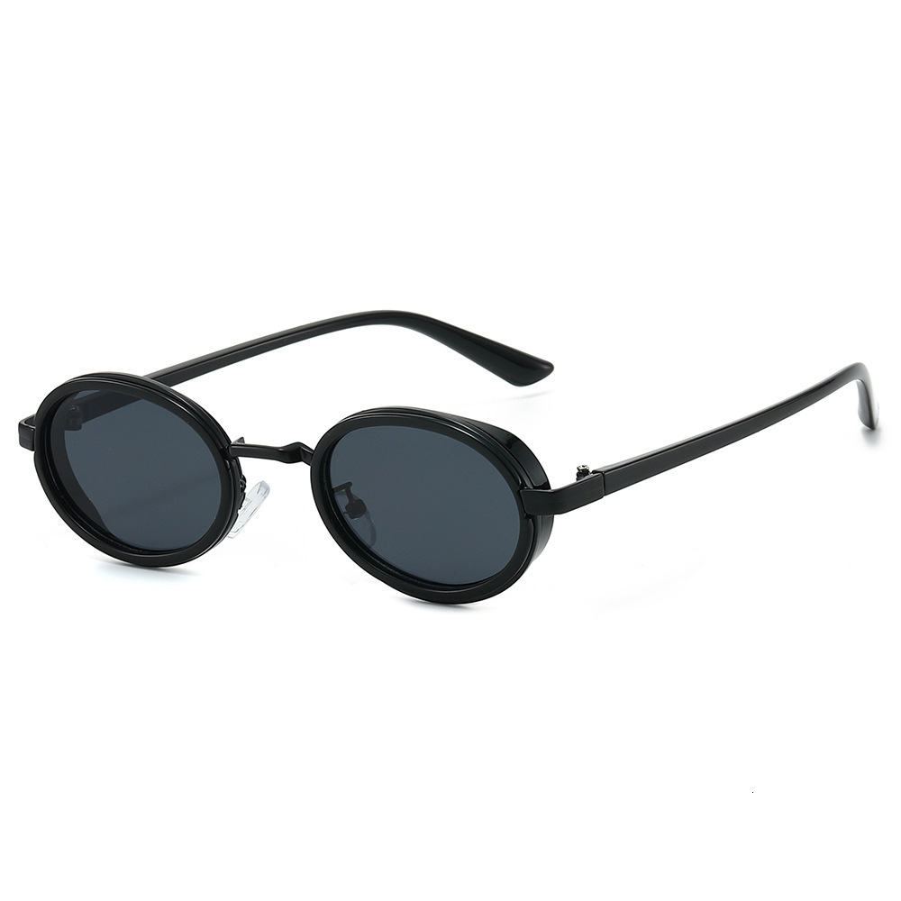 2026 New Model Steam European And American Small Frame Metallic Fashion Oval Futuristic Sunglasses Retro Punk Glasses - view 3