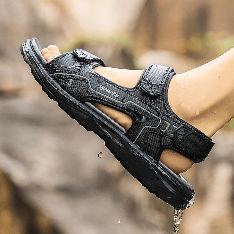 Summer Outdoor Mens Sandals Casual Anti-Slip Thick Bottom Soft Hiking Beach Flat Shoes TPR Outsole for Men Sport Running Sandal 260622 - view 3