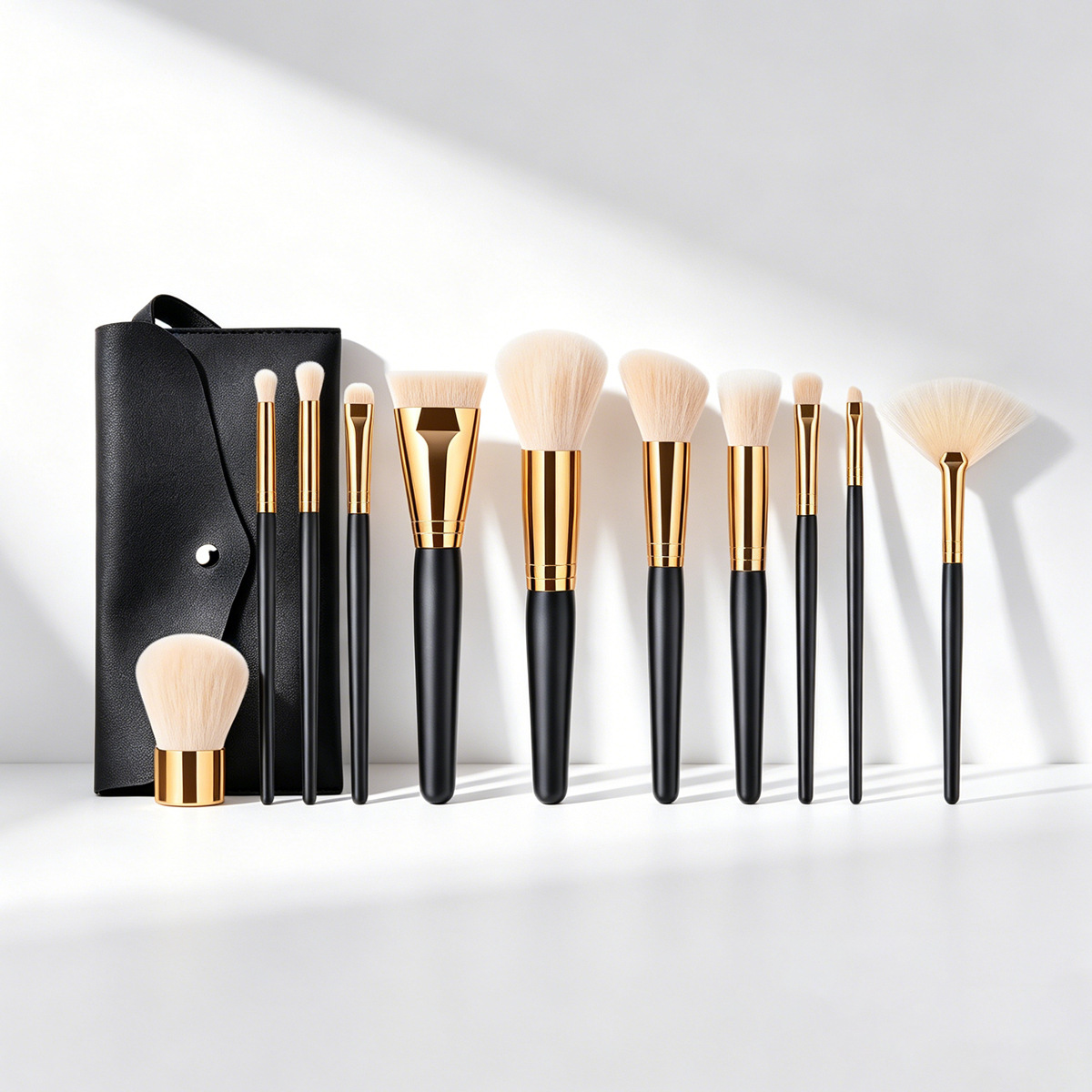 11-piece make-up brush set, black, make-up company, make-up brush case, set, blush brush, factory - view 4