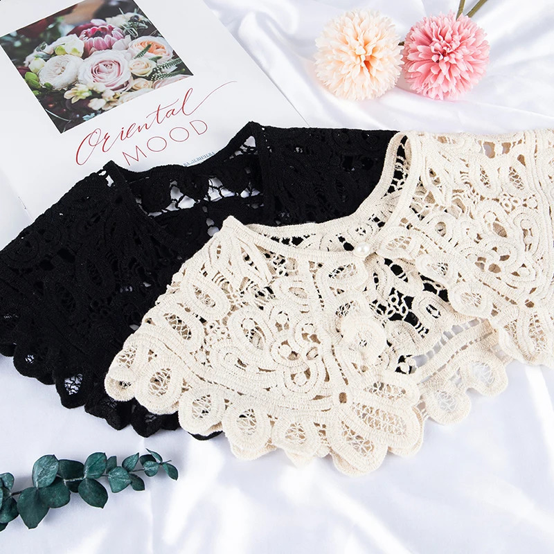 Hollow Crochet Lace Detachable Collar Shawl O-Neck Doll False Collar Shirt Women Hollow Crochet Lace Detachable Collar 260625 - view 4