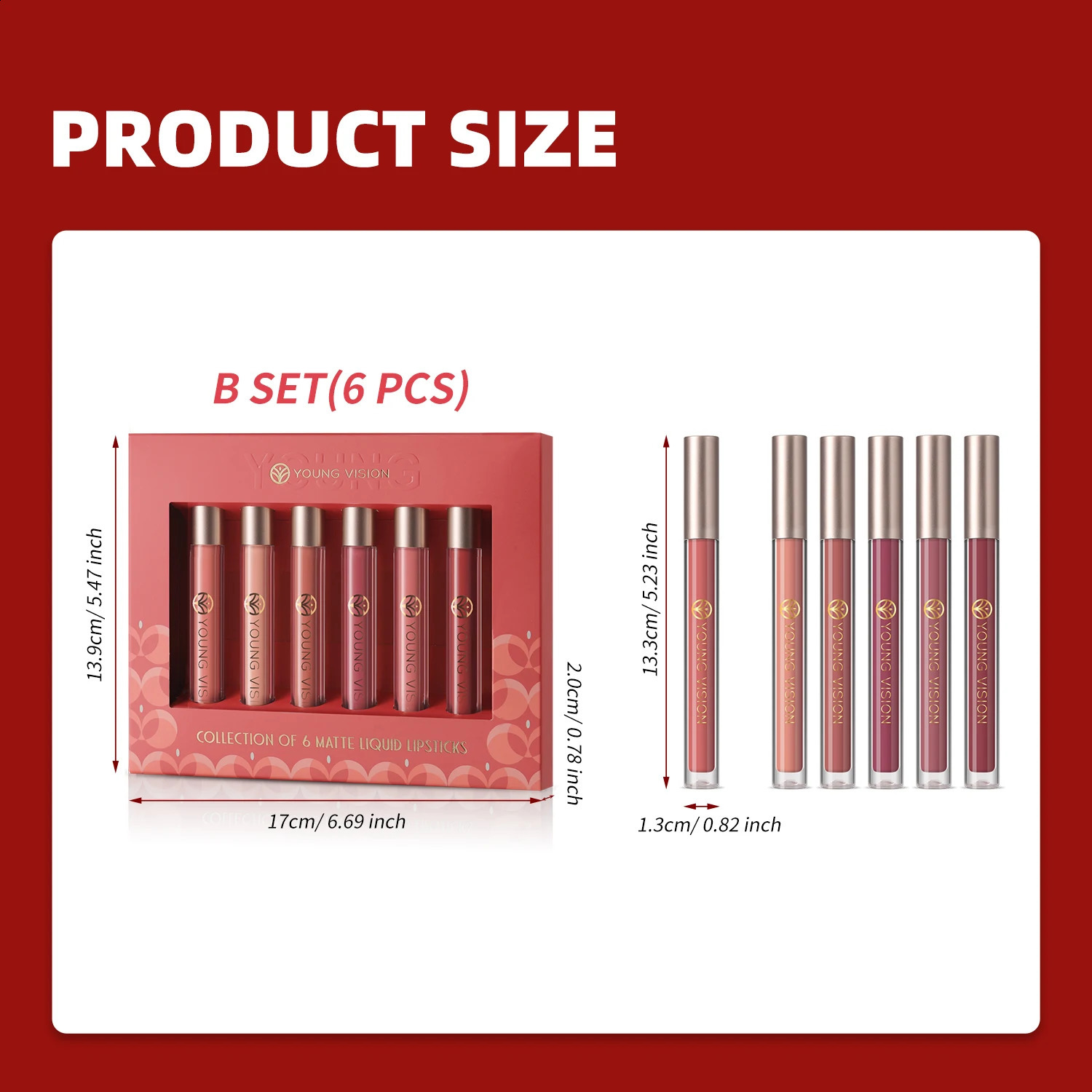 6pcs/pack lip gloss set long-lasting non stick cup liquid lipstick velvet matte lip gloss 260618 - view 3