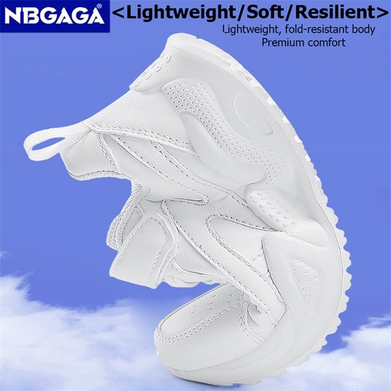 White Childrens Leather Casual Shoes For Boy Girls Outdoor Running Sneakers Breathable Mesh Kids School Walking Sport Non Slip a260617 - view 6