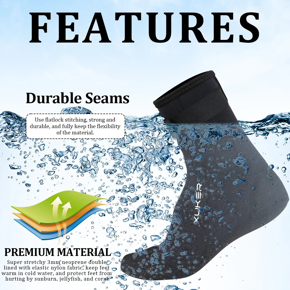 Mens Womens 3mm Neoprene Socks Beach Volleyball Sand Soccer Diving Swimming Surfing Snorkeling Fishing Kayaking Water Booties 260626 - view 5