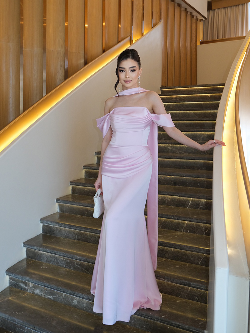 Summer Satin Backless Floor Length Dresses For Women Elegant Tie Low Back Ruched Cocktail Dress SF059 - view 5