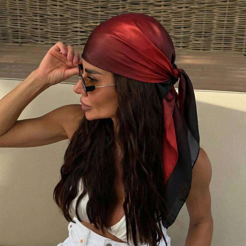 Luxury Brand 2026 Gradient Square Silk Scarf for Women Hijab Hair Bands 90cm Neckerchief Female Satin Shawl Ribbon Headband 26Y06226