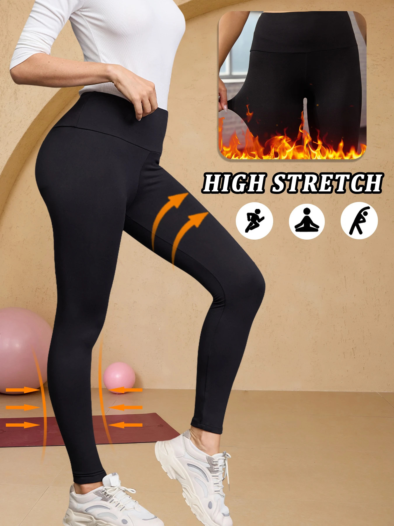 Womens Thermal Fleece Lined High Waisted Leggings Workout Winter Warm Thick Tights Soft Yoga Pants 260626 - view 6