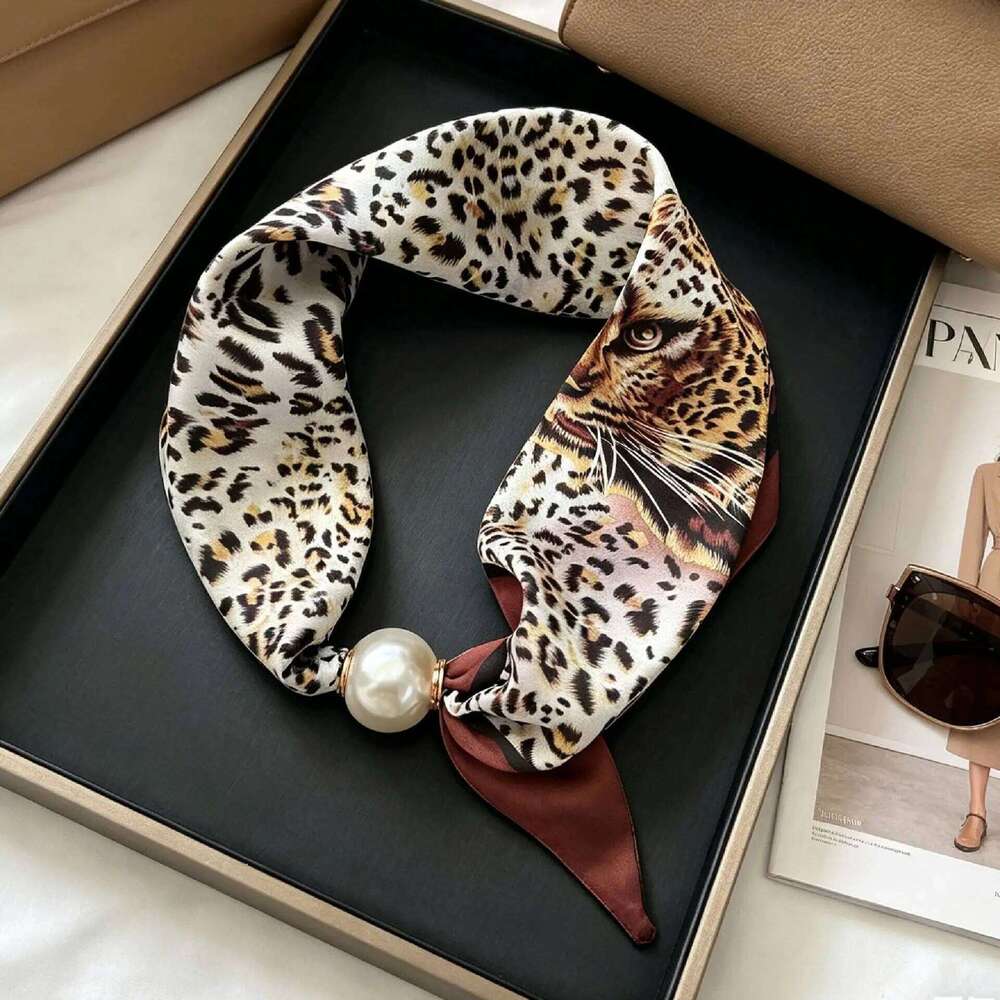Luxury Pearl Tail Magnetic Women Silk Scarf Summer New Versatile Breathable Fashion Artistic Accessory Neck Wrap Scarves Ladies 26Y06226 - view 5