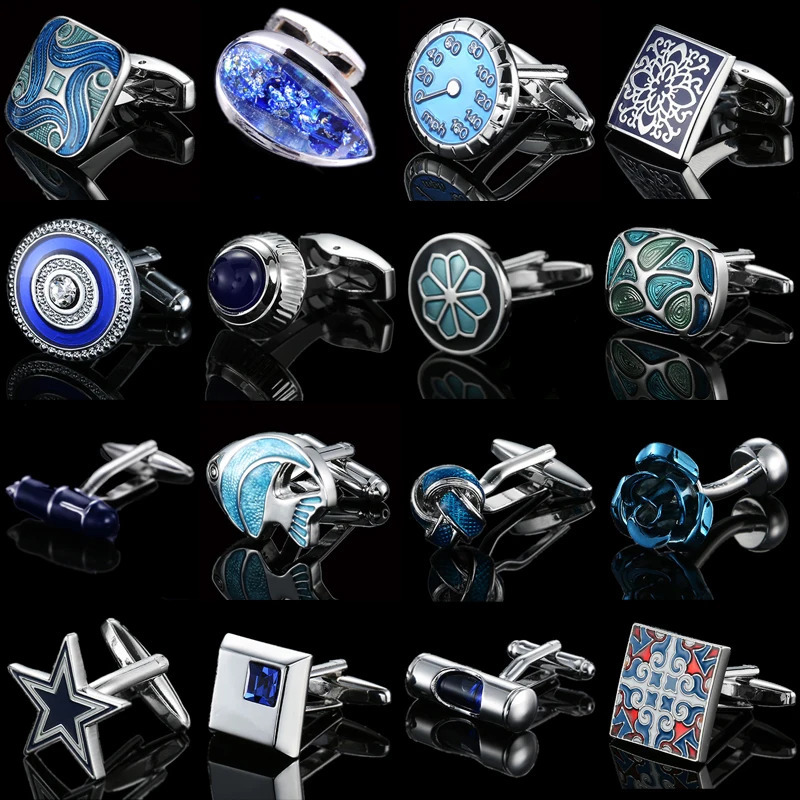 Mens Cufflinks Blue Stars Rose Copper Material Cuff Button High Quality French Shirt Cuffs Suit Accessories Wedding Jewelry Gif 260626