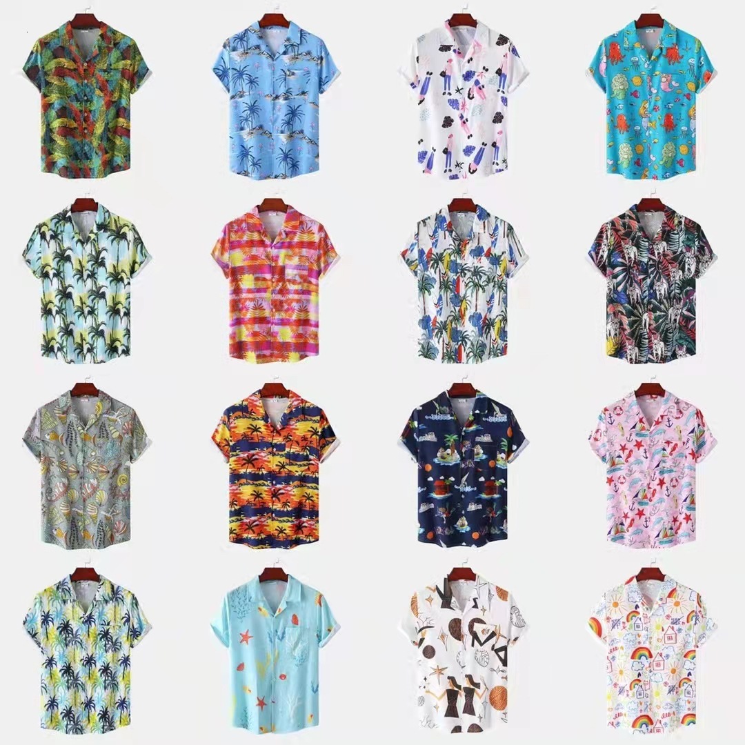 New Mens Short Sleeve Shirt European Size Trendy Fashion Hawaiian Beach Style Printed Shirt for Men - view 4