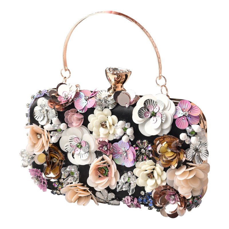 Hand-embroidered floral sequin vintage hand-held banquet cross-border evening bag, direct sales from Chaozhou manufacturer GLAMOR - view 6