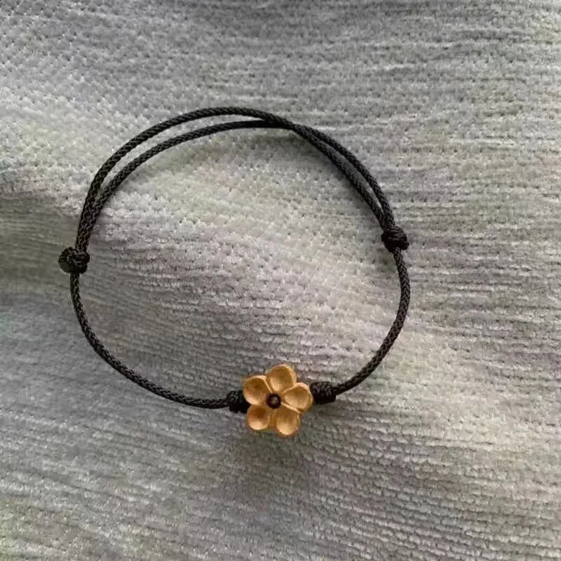 Wooden Plum Blossom Red Bracelet Rope Hand Woven Lucky Retro Creative Gift Girlfriends Couples Jewelry 260617 - view 5