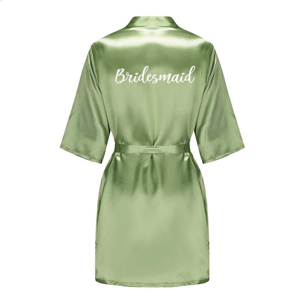 Satin Silk Robes Plus Size Wedding Bathrobe Bride Bridesmaid Mother Maid of Honor Gown Women Clothing Sleepwear Sage Green 260625 - view 6
